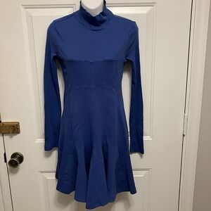 NWT Anthropologie Daily Practice XS Long-Sleeve Mini Swing Dress Royal Blue
